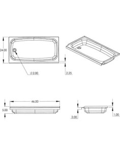 Bañera Lippert 209683 Blanca 61x117 cm con Drenaje Derecho 2