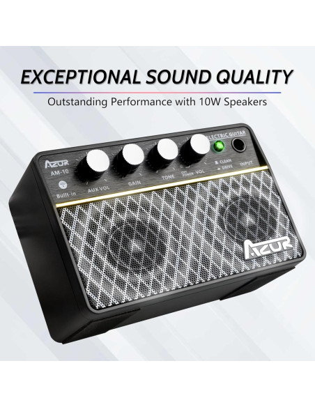 Amplificador de guitarra AZOR ABA-10, 10W recargable USB-C