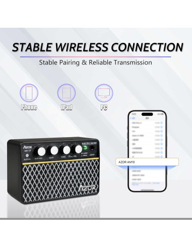 Amplificador de guitarra AZOR ABA-10, 10W recargable USB-C