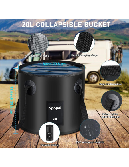 Ducha Portátil Camping Spopal 20L Recargable LED 4 Modos Ducha Portátil Camping Spopal 20L Recargable LED 4 Modos