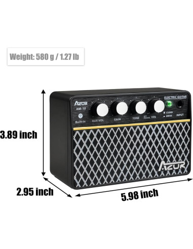 Amplificador de guitarra AZOR ABA-10, 10W recargable USB-C