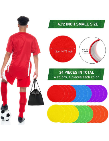 Marcadores de Piso ZIECE 24 Pcs 12cm Antideslizantes Gimnasio