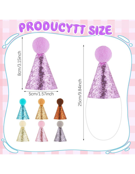 Soulchen 7 Mini Sombreros de Fiesta para Muñecas 8 cm Coloridos