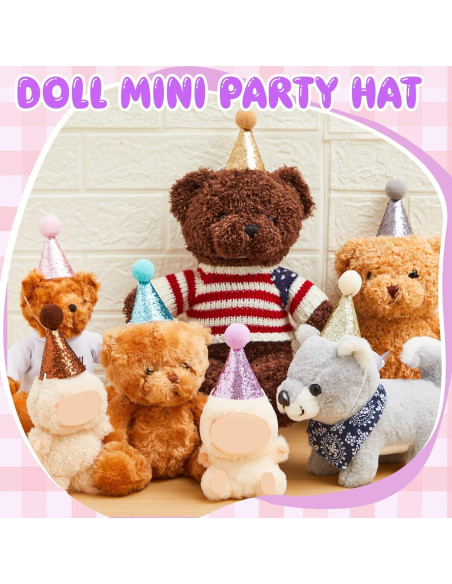 Soulchen 7 Mini Sombreros de Fiesta para Muñecas 8 cm Coloridos