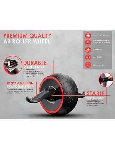 Rodillo Abdominal Godbod Ultra-Ancho con Rebote Automático