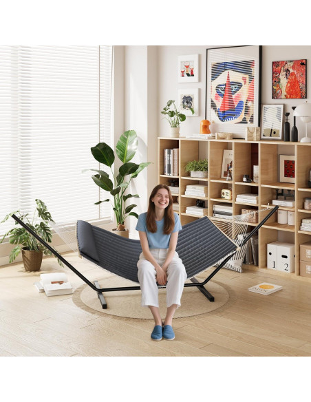 Hamaca Doble TrailBlaze con Soporte - Gris Oscuro, 158.75 kg