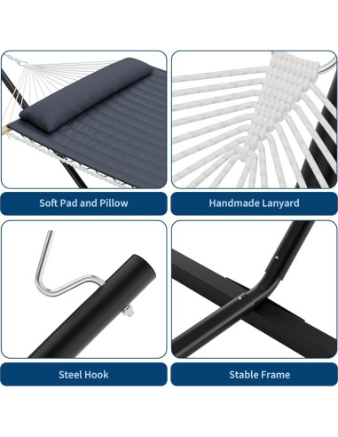 Hamaca Doble TrailBlaze con Soporte - Gris Oscuro, 158.75 kg