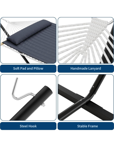 Hamaca Doble TrailBlaze con Soporte - Gris Oscuro, 158.75 kg