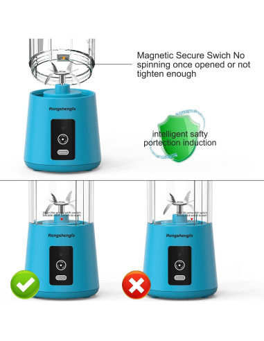 Licuadora Personal Portátil Rongshengfa 384ml Inalámbrica Azul