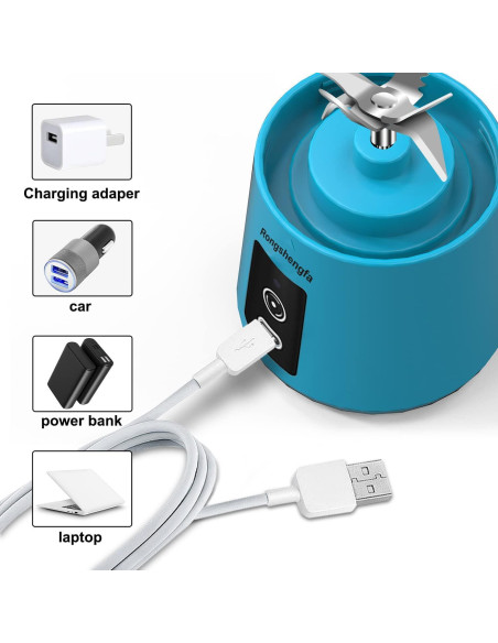 Licuadora Personal Portátil Rongshengfa 384ml Inalámbrica Azul