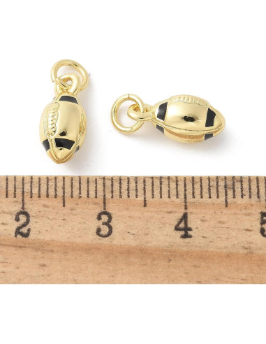 Encantos de Latón Esmalte Rugby LiQunSweet 10 Pcs 15.5mm