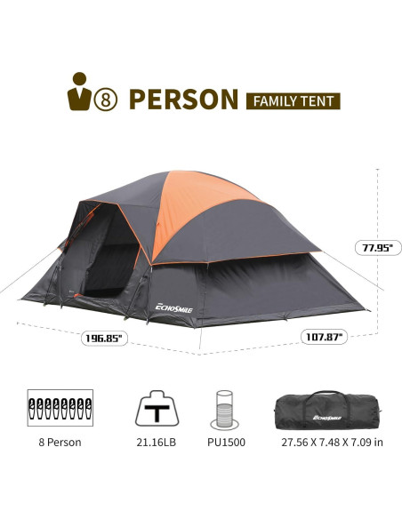 Carpa Familiar EchoSmile BOF1012 para 10 Personas Impermeable