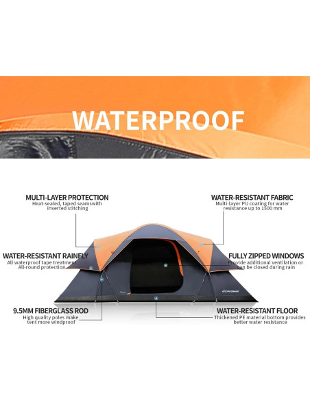 Carpa Familiar EchoSmile BOF1012 para 10 Personas Impermeable