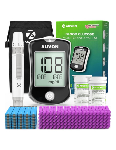Kit de Monitor de Glucosa AUVON DS-W con 100 Tiras y Lancetas