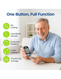 Kit de Monitor de Glucosa AUVON DS-W con 100 Tiras y Lancetas 2