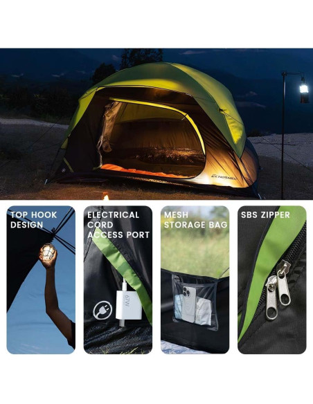 Carpa de Camping EchoSmile para 2 Personas, Impermeable y Ligera