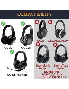 Funda de diadema SOULWIT para auriculares Bose QC35 II - Negro 2