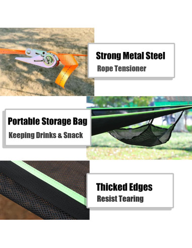 Hamaca Triangular Enthuney 3.96m para 2-4 Personas Negra