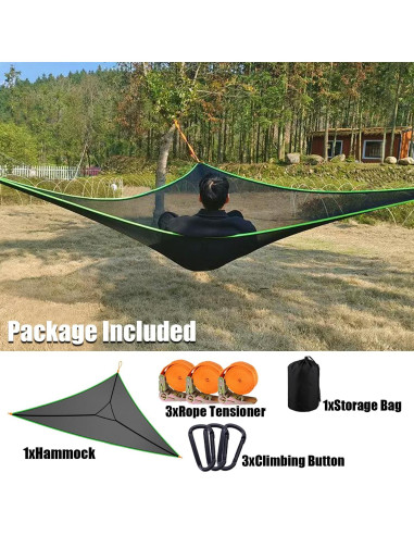 Hamaca Triangular Enthuney 3.96m para 2-4 Personas Negra