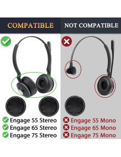 Almohadillas de Reemplazo SOULWIT para Auriculares Jabra Engage 55/65/75 Estéreo 2