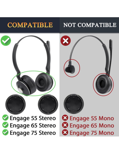 Almohadillas de Reemplazo SOULWIT para Auriculares Jabra Engage 55/65/75 Estéreo