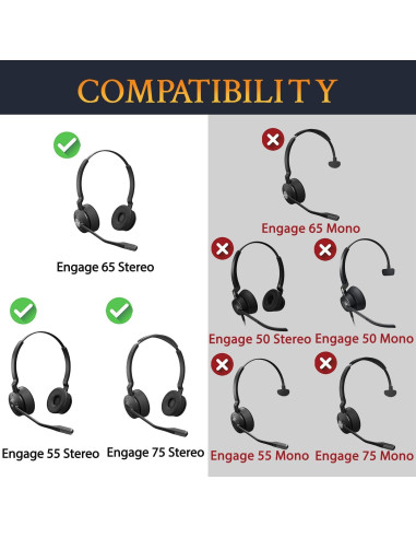 Almohadillas de Reemplazo SOULWIT para Auriculares Jabra Engage 55/65/75 Estéreo