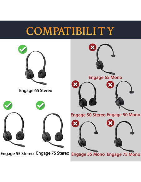 Almohadillas de Reemplazo SOULWIT para Auriculares Jabra Engage 55/65/75 Estéreo Almohadillas de Reemplazo SOULWIT para Auriculares Jabra Engage 55/65/75 Estéreo