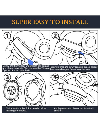 Almohadillas de Gel Refrigerante SOULWIT para JBL Tune 700BT/710BT/720BT/750BTNC/760NC/770NC - Negro