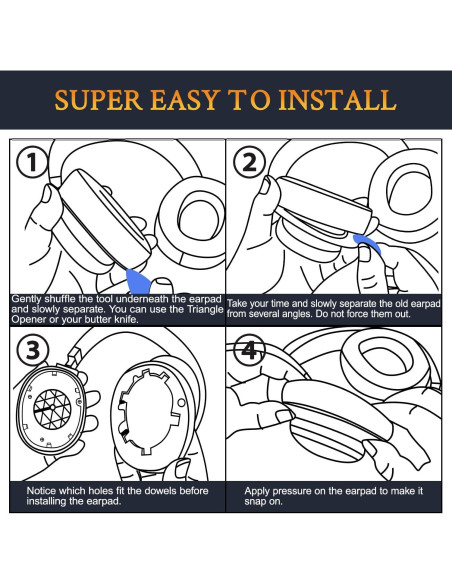 Almohadillas de Gel Refrigerante SOULWIT para JBL Tune 700BT/710BT/720BT/750BTNC/760NC/770NC - Negro