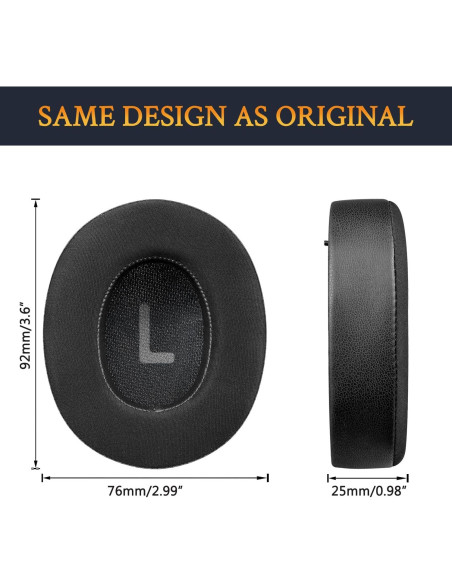 Almohadillas de Gel Refrigerante SOULWIT para JBL Tune 700BT/710BT/720BT/750BTNC/760NC/770NC - Negro