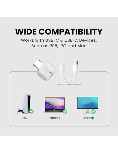 Adaptador Bluetooth 5.4 Avantree C82 USB-C para PS5 y PC