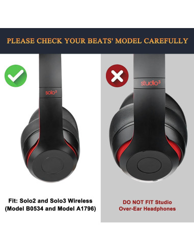 Almohadillas de Gel Refrigerante SoloWIT para Auriculares Beats Solo 2 y 3 - Negro