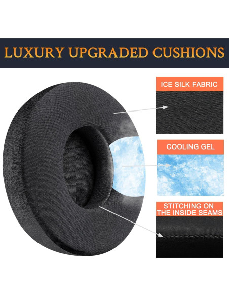 Almohadillas de Gel Refrigerante SoloWIT para Auriculares Beats Solo 2 y 3 - Negro