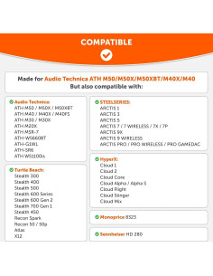 Almohadillas de Reemplazo WC para Auriculares ATH M50X y más 2