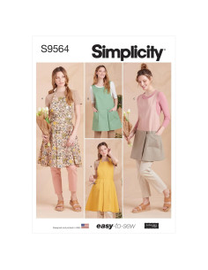 Kit de Patrones de Costura de Delantal Simplicity S9564 - Tallas XS-XL
