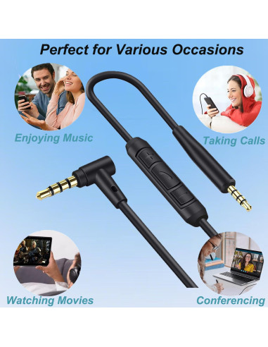 Cable de audio 3.5mm a 2.5mm Minochi para auriculares Bose QC45 QC35