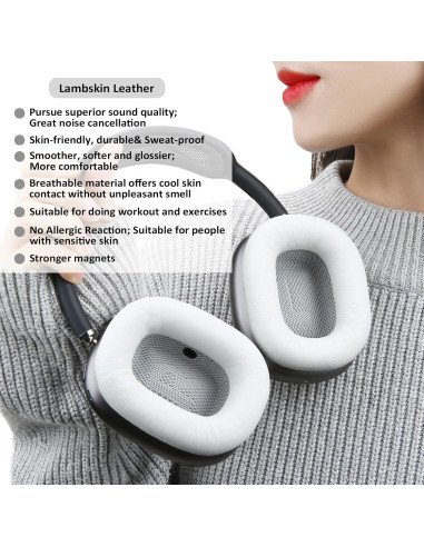 Almohadillas de oido Earrock para AirPods Max de piel de cordero