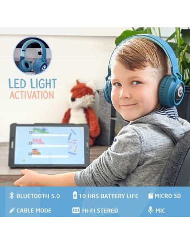 Auriculares Bluetooth PowerLocus Niños Plegables con Micrófono