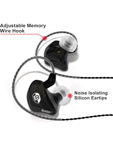 Auriculares In-Ear BASN Bsinger BC100 Negro - Aislamiento Sonoro