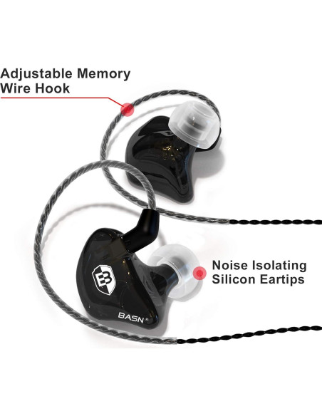 Auriculares In-Ear BASN Bsinger BC100 Negro - Aislamiento Sonoro