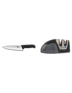 Cuchillo Chef Fibrox Pro Victorinox 20 cm + Afilador KitchenIQ