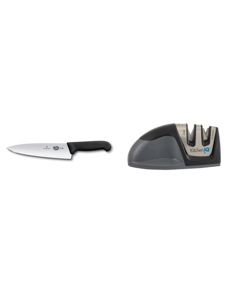 Cuchillo Chef Fibrox Pro Victorinox 20 cm + Afilador KitchenIQ