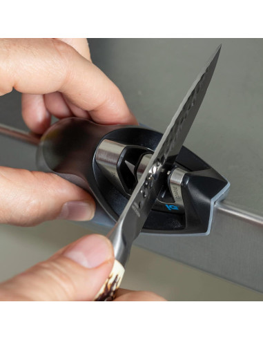 Cuchillo Chef Fibrox Pro Victorinox 20 cm + Afilador KitchenIQ