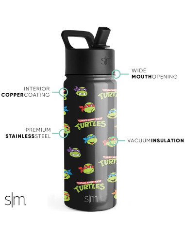 Botella de Agua Aislada Simple Modern 18oz TMNT Niños