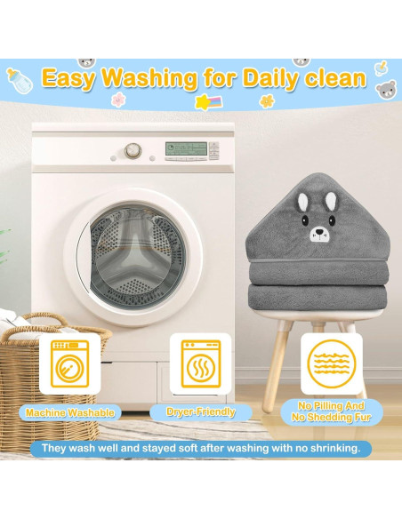 Juego de 4 Toallas con Capucha Sublaga para Bebés Oso Gris