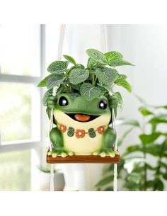 Maceta Colgante de Rana GUGUGO con Drenaje 12.7 cm Verde 2