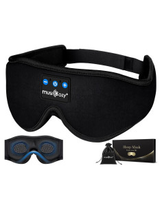 MUSICOZY Máscara de Sueño 3D Bluetooth con Auriculares - Negro