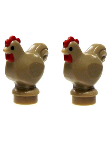 Lote de Minifiguras Lego Pollo Beige x2 - Reinos Animales
