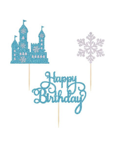 Adorno de Pastel Castillo de Hielo Qertesl 3 Piezas 16.8x13.5cm