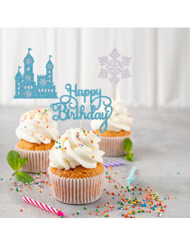 Adorno de Pastel Castillo de Hielo Qertesl 3 Piezas 16.8x13.5cm